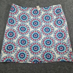 Talbots Petites 16P NWT Blue Pink Medallion  A-Line Skirt Stretch Cotton Summer